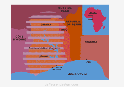 computer generated illustration of map of Ghana